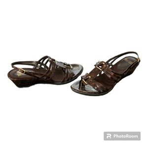 NEW Mootsies Tootsies Brown Marbled Small Wedge Sandals | Size 10